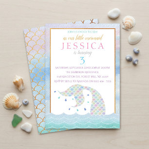 Invitation Chic Arc-en-ciel Sirène d'aquarelle n'importe quel