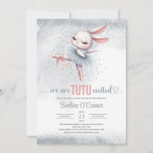 Invitation Chic argent et rose tutu robe lapin ballerina