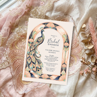 Invitation Chic Art Déco Paon Art Vintage TLW26 pour Enterrem