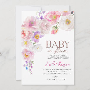 Invitation Chic Baby in Bloom Fleur sauvage Baby shower Party