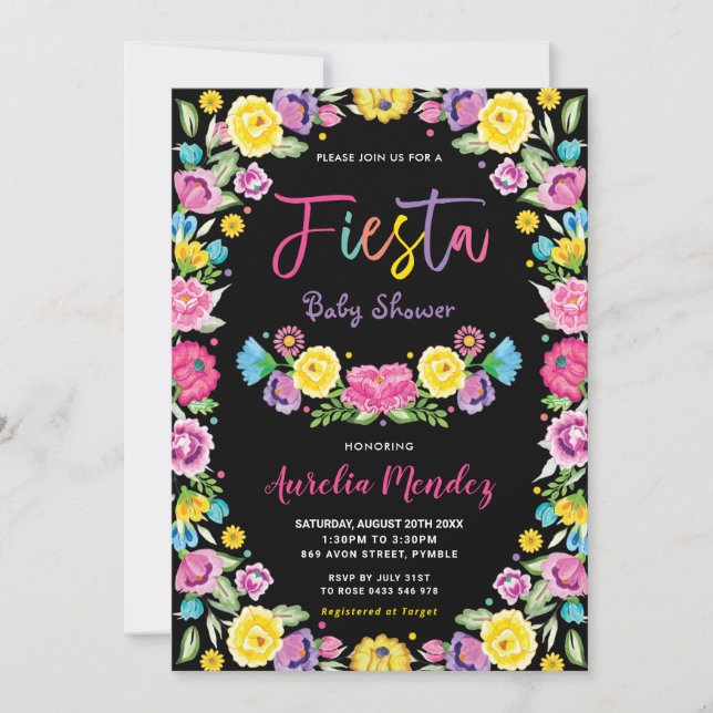 Invitation Chic Baby shower Floral mexicain Fiesta  (Devant)
