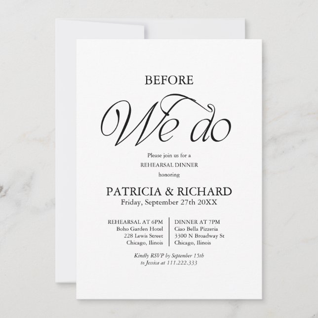 Invitation Chic Before We Do Wedding Rehearsal Dinner (Devant)
