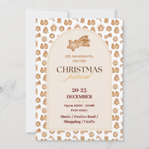 Invitation Chic Beige, Brown, Pain d'épices Illustré