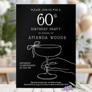 Invitation Chic Black and White 60th Birthday Celebration