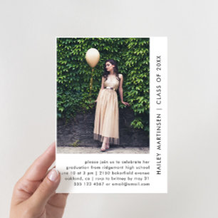 Invitation Chic Black and White Two Photo Graduation Party