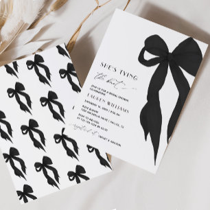 Invitation Chic Black Bow She's Tying the Knot Fête des marié
