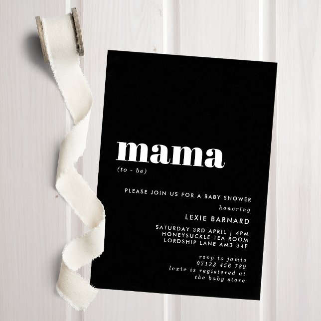 Invitation Chic Black et White Mama à être Baby shower (Créateur téléchargé)