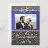 Chic Black Gold Blue Silk 65e anniversaire Mariage