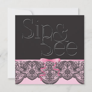 Invitation Chic Black Lace et rose Sip et voir 2