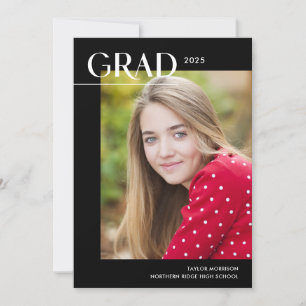 Invitation Chic Black & White 2025 Photo Graduation Party