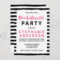 Invitation Chic Black & White Bachelorette Party