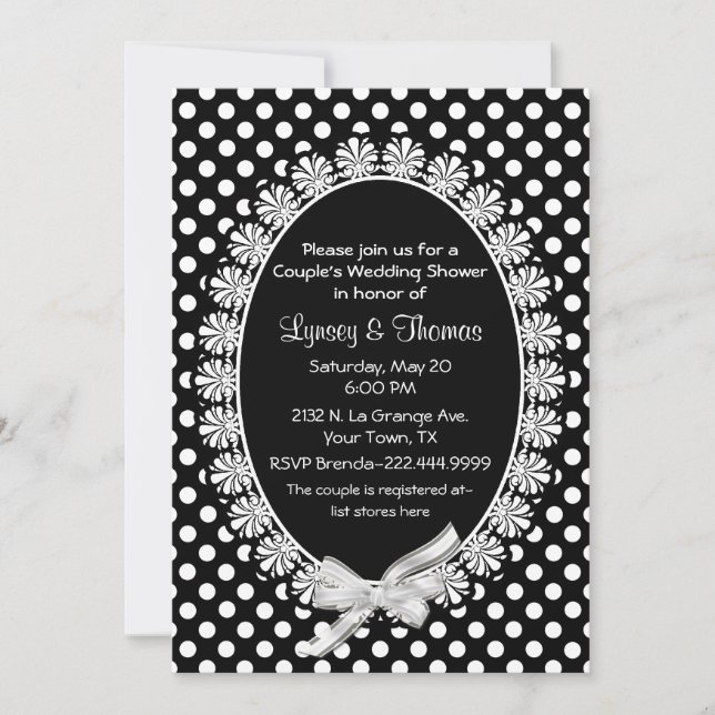 Invitation Chic Black & White Couple Wedding shower (Devant)