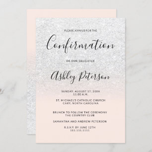 Invitation Chic blanc faux parties scintillant rose ombre con