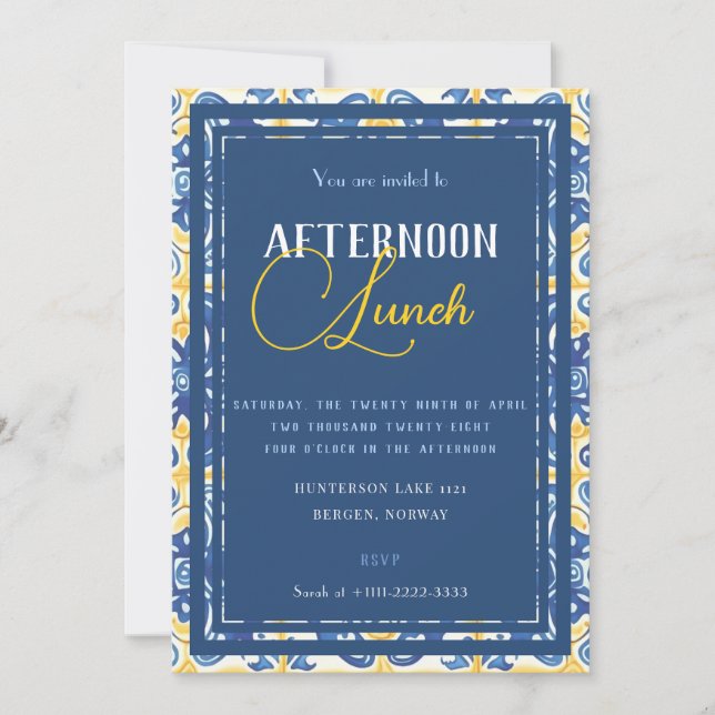 Invitation chic bleu et agrumes (Devant)