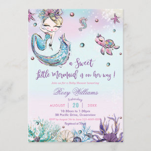 Invitation Chic Blonde Baby shower de sirène sous la Sea Girl