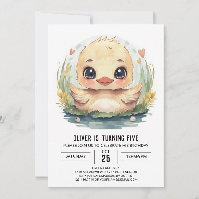 Invitation Chic Blue Canard Anniversaire (Devant)