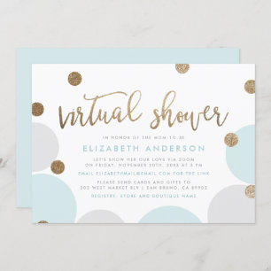 Invitation Chic Blue & Gold Parties scintillant Confetti Douc