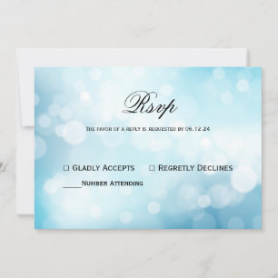 Invitation Chic Blue parties scintillant Bokeh Light Wedding