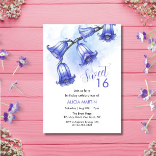 Invitation Chic Bluebell Flower Blossom 16e anniversaire