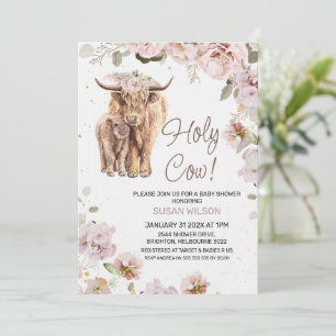 Invitation Chic Blush Floral Vache and Calf Baby shower