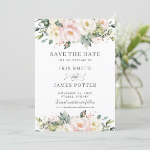 Invitation Chic Blush Ivory Floral Wedding Enregistrer la car