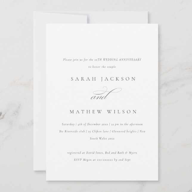 Invitation Chic Blush Paisley Typographie Chaque année Annive (Devant)