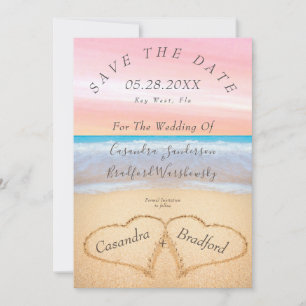 Invitation Chic Blush Pink Beach Coeurs de mariage mariage de