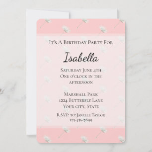 Invitation Chic Blush rose Dandelion Fleurs Anniversaire