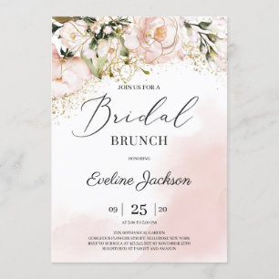 Invitation Chic Blush rose floral or boho brunch nuptial