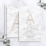 Invitation Chic Blush rose marbre Monogramme 16e anniversaire<br><div class="desc">Quand je cherchais des tendances pour trouver ce monogramme en marbre rose rousse, j'ai eu beaucoup de mal à trouver des éléments que j'aimais! Après des heures de recherche, j'ai finalement trouvé ce GORGEOUS marbre et était si heureux! Il m'a fallu ensuite faire du bricolage pendant quelques heures pour créer...</div>
