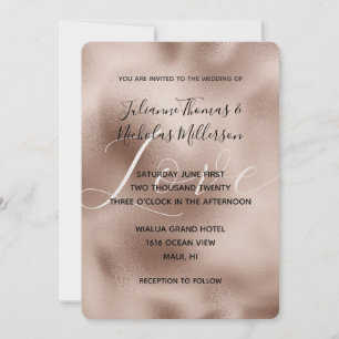 Invitation Chic Blush Rose rose blanc Mariage d'amour