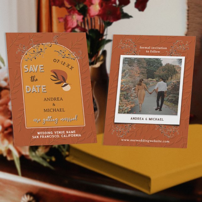 Invitation Chic Bohème Terracotta Rouille Orange Brûlé Rétro  (Créateur téléchargé)