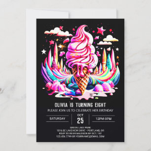 Invitation Chic Bohemian Editable Ice Cream Girl Anniversaire