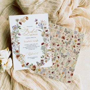 Invitation Chic Bohemian Garden Flowers Fête des mariées
