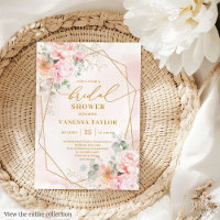 Chic Boho Blush Rose Aquarelle Fête des mariées or