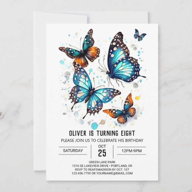 Invitation Chic Boho Butterfly Boy Anniversaire (Devant)
