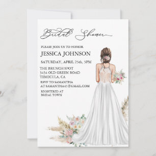 Invitation Chic Boho Fête des mariées Mariage robe Brunette