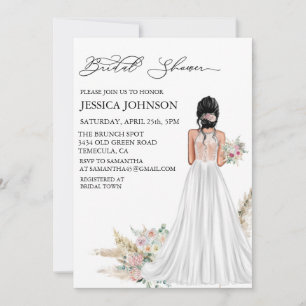 Invitation Chic Boho Fête des mariées Mariage robe cheveux no
