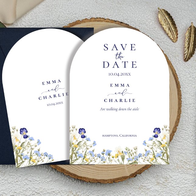 Invitation Chic Boho fleurs sauvages mariage Enregistrer la d (Créateur téléchargé)