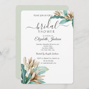 Invitation Chic Boho Flowers Fête des mariées Feuille