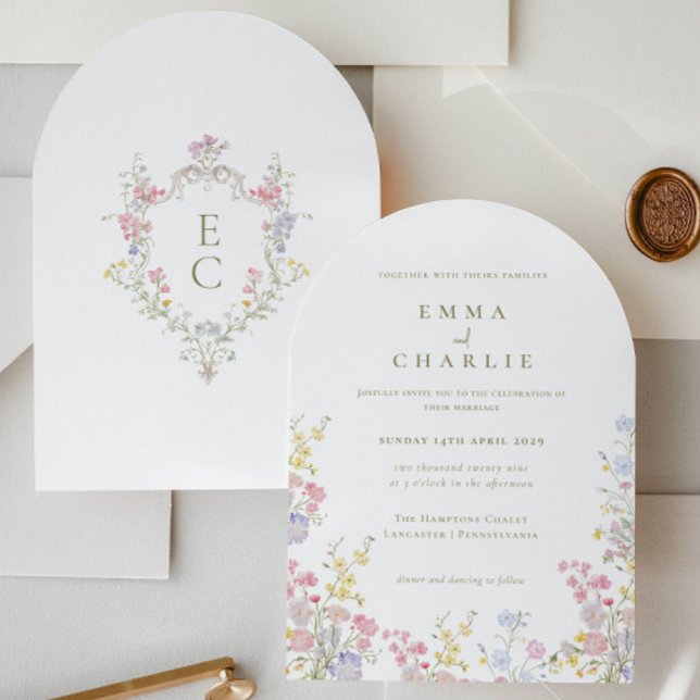 Invitation Chic Boho Garden Wildflowers Spring Summer Wedding (Créateur téléchargé)
