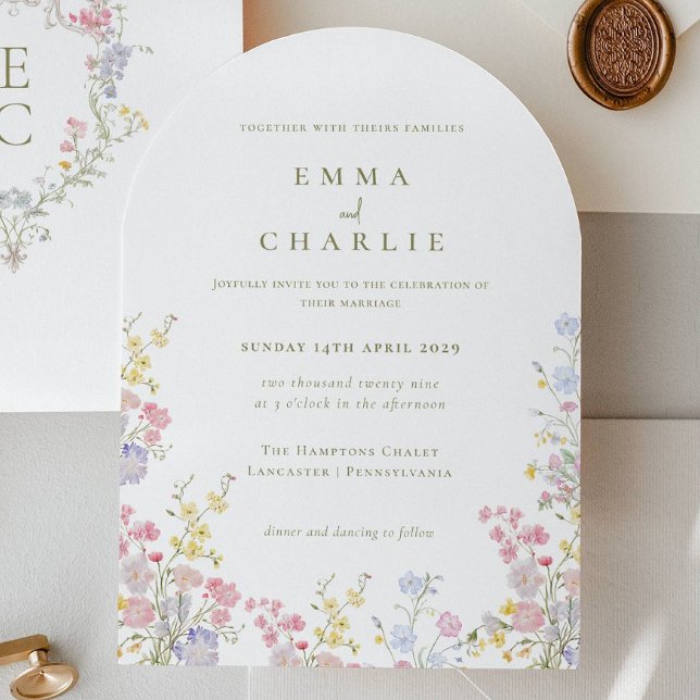 Invitation Chic Boho Garden Wildflowers Spring Summer Wedding (Créateur téléchargé)