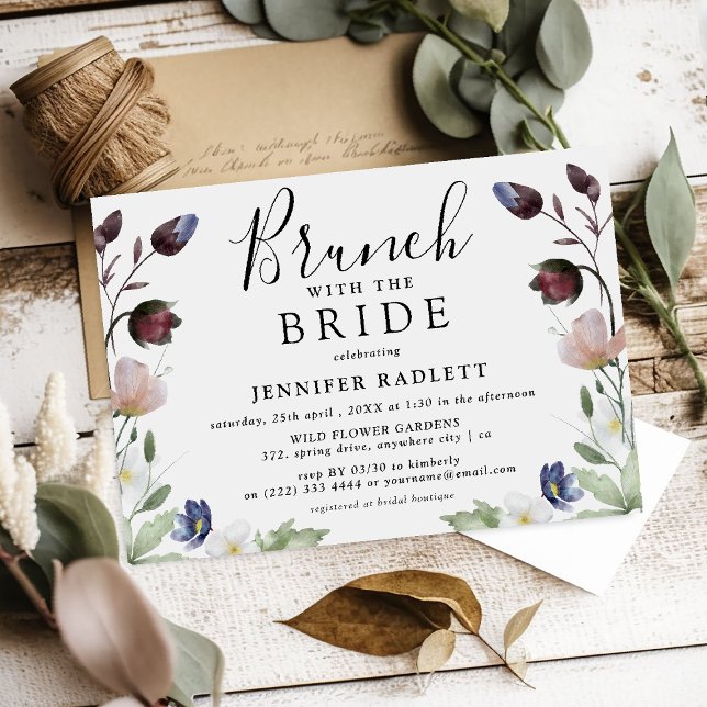 Invitation Chic Boho Mariage Fleur sauvage Brunch nuptial (Créateur téléchargé)