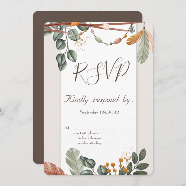 Invitation Chic Boho RSVP (Devant / Derrière)