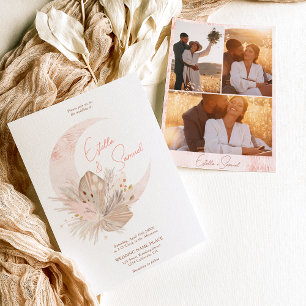 Invitation Chic boho rustique pampas floral lune photo mariag