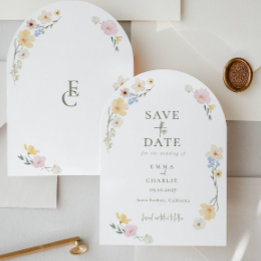 Invitation Chic Boho Wildflowers Wedding Save the Date