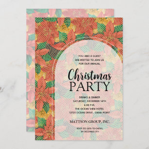 Invitation Chic Bold Poinsettias Noël Party