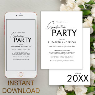 Invitation Chic Bold Typography Graduation Party