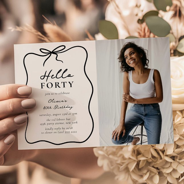 Invitation Chic Bon Quarante' Photo 40e Anniversaire (Créateur téléchargé)