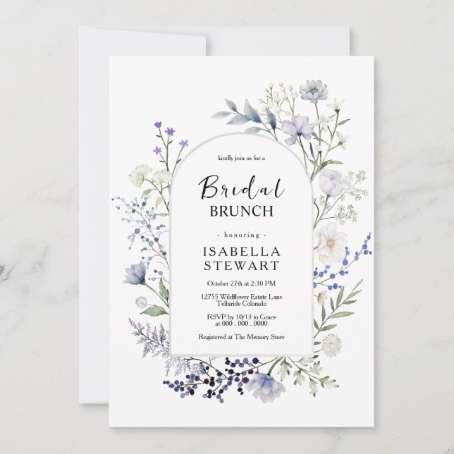Invitation Chic Botanique Aquarelle Fleur sauvage Brunch nupt (Devant)